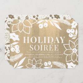 Winter Folliage Gold Holiday Soirée Party Kaart