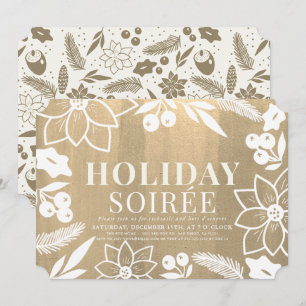 Winter Folliage Gold Holiday Soirée Party Kaart