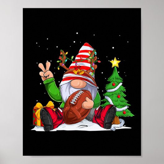 Winter Football Gnome Kerst voor Jongens Kinder Poster (Voorkant)