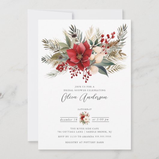 Winter Foral Vrijgezellenfeest Kaart (Voorkant)