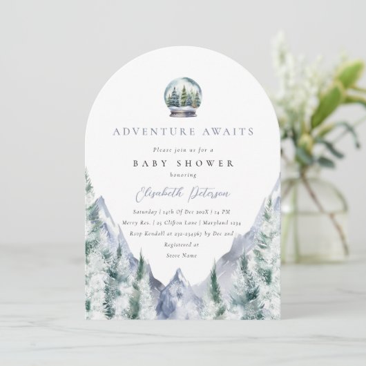 Winter Forest Adventure Boy Baby shower Kaart (Staand voorkant)