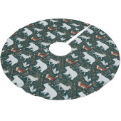 Winter forest animals Dark Green Tree Skirt Kerstboom Rok (Gekanteld)