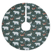 Winter forest animals Dark Green Tree Skirt Kerstboom Rok (Voorkant)