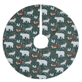Winter forest animals Dark Green Tree Skirt Kerstboom Rok