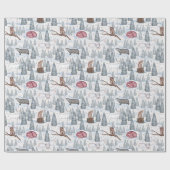 Winter Forest Animals Natuur kerstpatroon Cadeaupapier (Vlak)