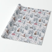 Winter Forest Animals Natuur kerstpatroon Cadeaupapier (Uitgerold)