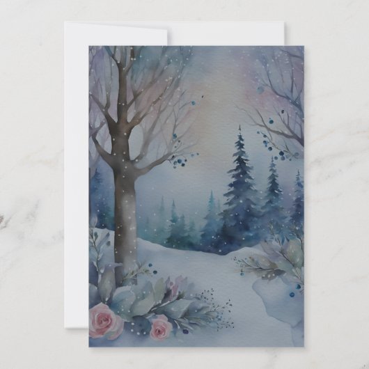 Winter Forest Aqua Blue Princess Dress Quinceañera Kaart (Achterkant)