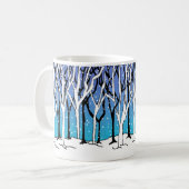 Winter Forest Art Nouveau Trees Wraparound Blue Koffiemok (Voorkant links)