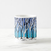 Winter Forest Art Nouveau Trees Wraparound Blue Koffiemok (Center)