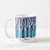 Winter Forest Art Nouveau Trees Wraparound Blue Koffiemok (Links)