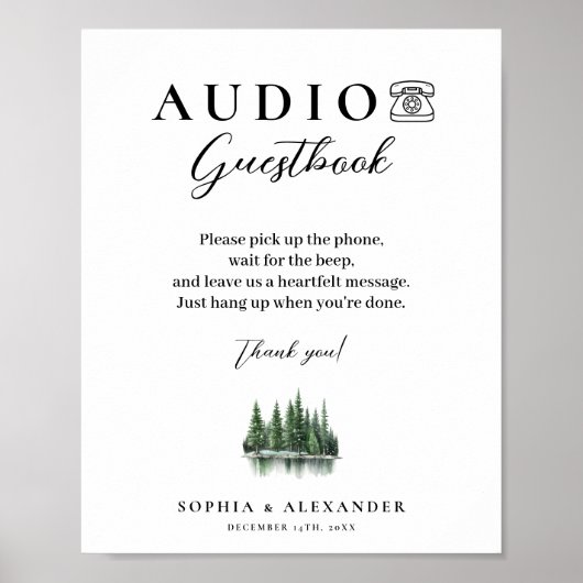 Winter Forest Audio Wedding Guestbook Poster (Voorkant)