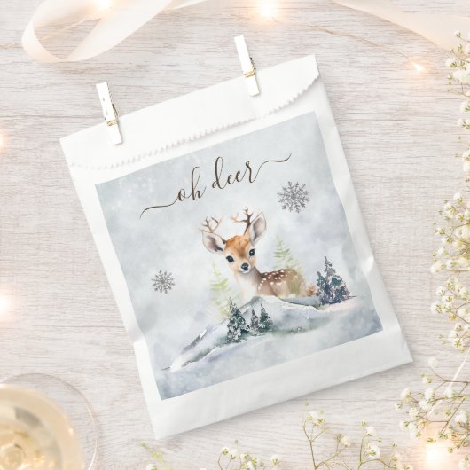 Winter Forest Baby Deer Animal Baby shower Bedankzakje (Geknipt)