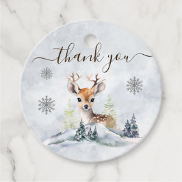 Winter Forest Baby Deer Baby shower Bedankt Bedankjes Labels