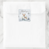 Winter Forest Baby Deer Baby shower Bedankt Vierkante Sticker (Tas)