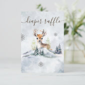 Winter Forest Baby Deer Baby shower Luier Raffle Informatiekaartje (Staand voorkant)