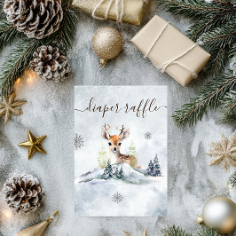 Winter Forest Baby Deer Baby shower Luier Raffle Informatiekaartje