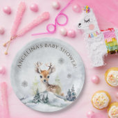 Winter Forest Baby Deer Baby shower Papieren Bordje (Feest)