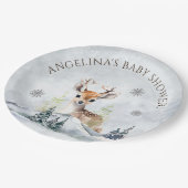 Winter Forest Baby Deer Baby shower Papieren Bordje (Gekanteld)