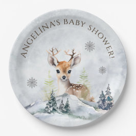 Winter Forest Baby Deer Baby shower Papieren Bordje