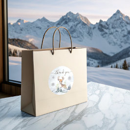 Winter Forest Baby Deer Baby shower Ronde Sticker