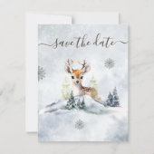 Winter Forest Baby Deer Baby shower Save The Date (Voorkant)