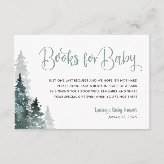 Winter Forest Baby shower Book Request Card Informatiekaartje (Voorkant)