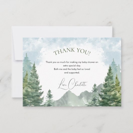 Winter Forest Baby shower Dank u kaart (Voorkant)