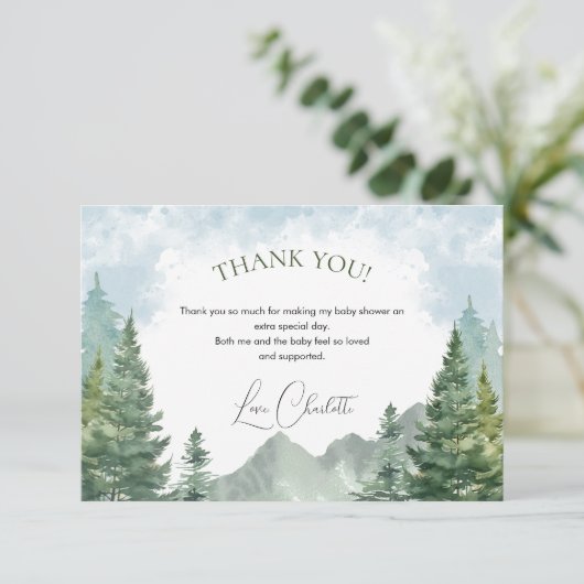 Winter Forest Baby shower Dank u kaart (Staand voorkant)