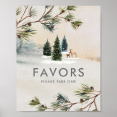 Winter Forest Baby shower Favorieten teken Poster (Voorkant)