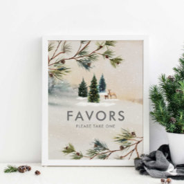 Winter Forest Baby shower Favorieten teken Poster
