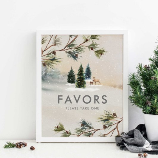Winter Forest Baby shower Favorieten teken Poster