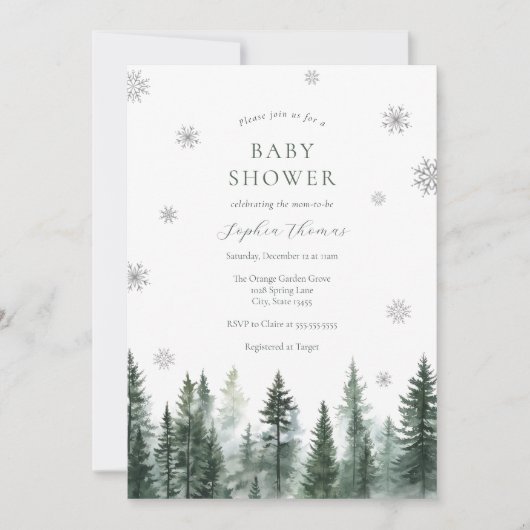 Winter Forest Baby Shower Invitation Kaart (Voorkant)