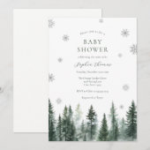 Winter Forest Baby Shower Invitation Kaart (Voorkant / Achterkant)