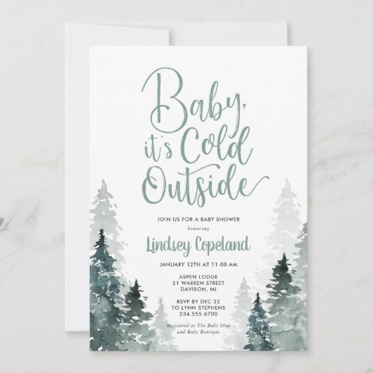 Winter Forest Baby shower Invitation Kaart (Voorkant)
