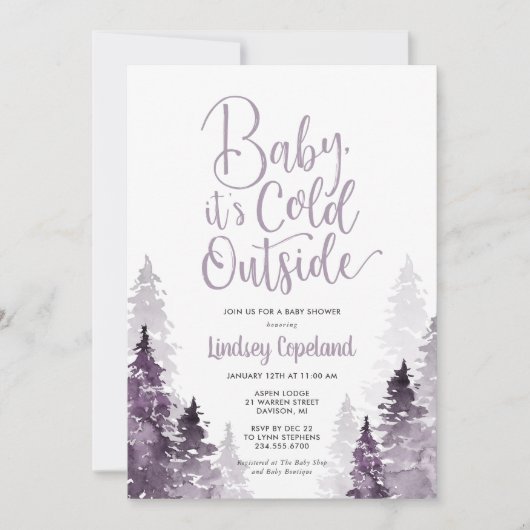 Winter Forest Baby shower Invitation Kaart (Voorkant)