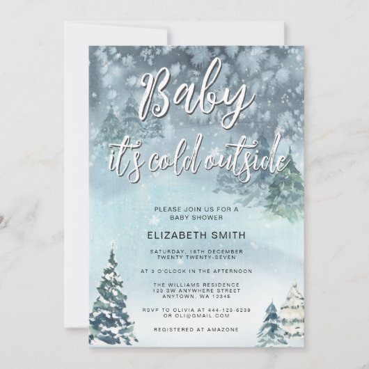Winter Forest Baby shower Invitation Kaart (Voorkant)