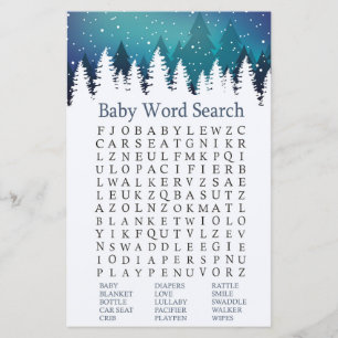 Winter Forest Baby shower Word Search Game