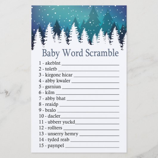 Winter Forest Baby word scramble game (Voorkant)