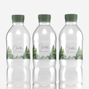 Winter Forest Beer Baby shower Waterfles Etiket