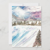 Winter Forest Bergen Pijnbomen Blauw Bruiloft Kaart (Achterkant)