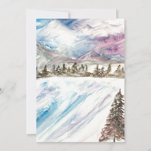 Winter Forest Bergen Pijnbomen Blauw Bruiloft Kaart (Achterkant)
