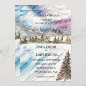 Winter Forest Bergen Pijnbomen Blauw Bruiloft Kaart (Voorkant / Achterkant)