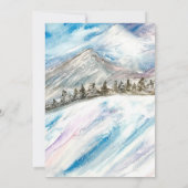 Winter Forest Bergen Pijnbomen Blauw Bruiloft Kaart (Achterkant)