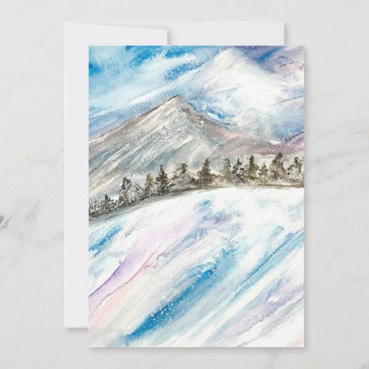 Winter Forest Bergen Pijnbomen Blauw Bruiloft Kaart (Achterkant)