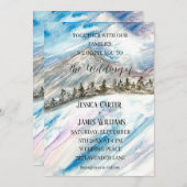 Winter Forest Bergen Pijnbomen Blauw Bruiloft Kaart (Voorkant / Achterkant)