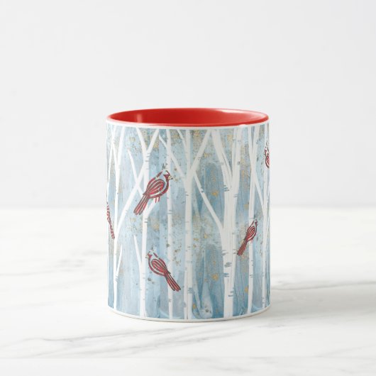 Winter Forest Berkenbomen & Rode Kardinaal Mok (Midden)