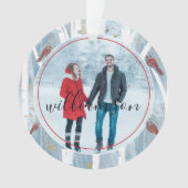 Winter Forest Birch Trees & Red Cardinale foto Ornament (voorkant)