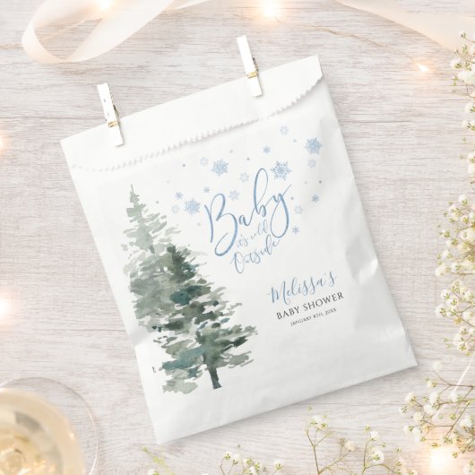 Winter Forest Blue Het is koud buiten Baby shower Bedankzakje (Geknipt)