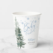 Winter Forest Blue Het is koud buiten Baby shower Papieren Bekers (Achterkant)