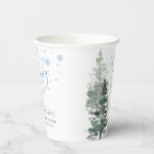 Winter Forest Blue Het is koud buiten Baby shower Papieren Bekers (Links)